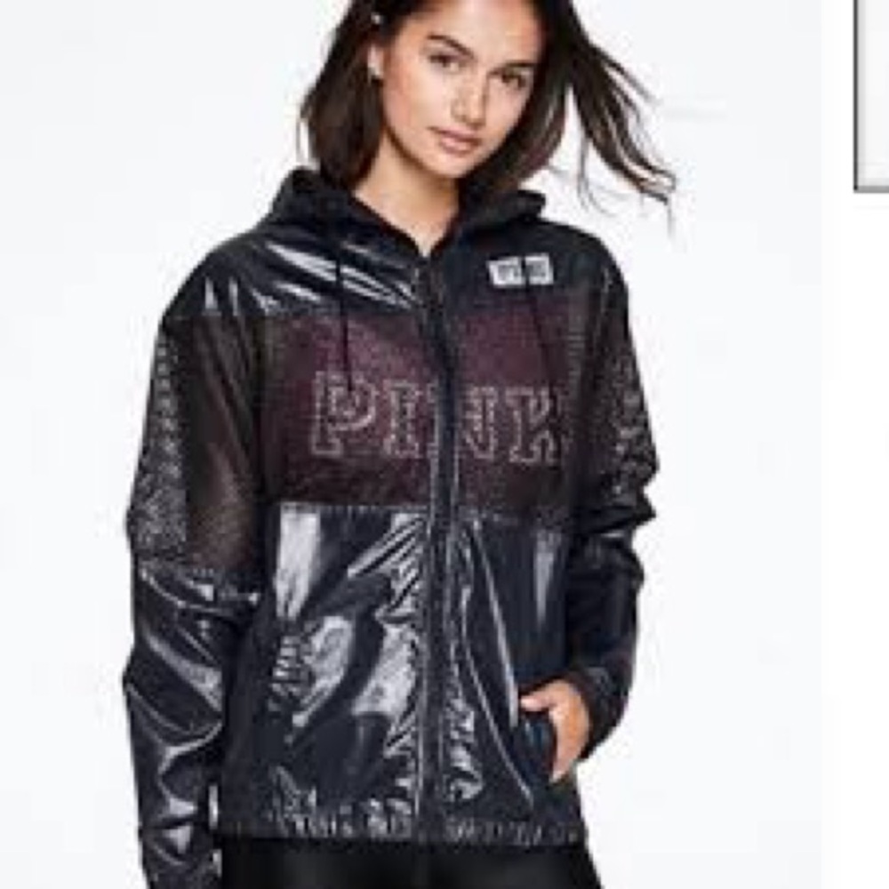 PINK Victoria's Secret Shiny Black Jacket